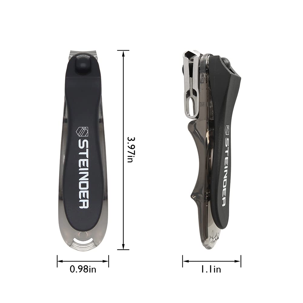 STEINDER Toenail Nail Clippers for Thick Nails, Toe Nail Clipper Scissors Set for Men Women, Large Toe Nail Files Clips - Black
