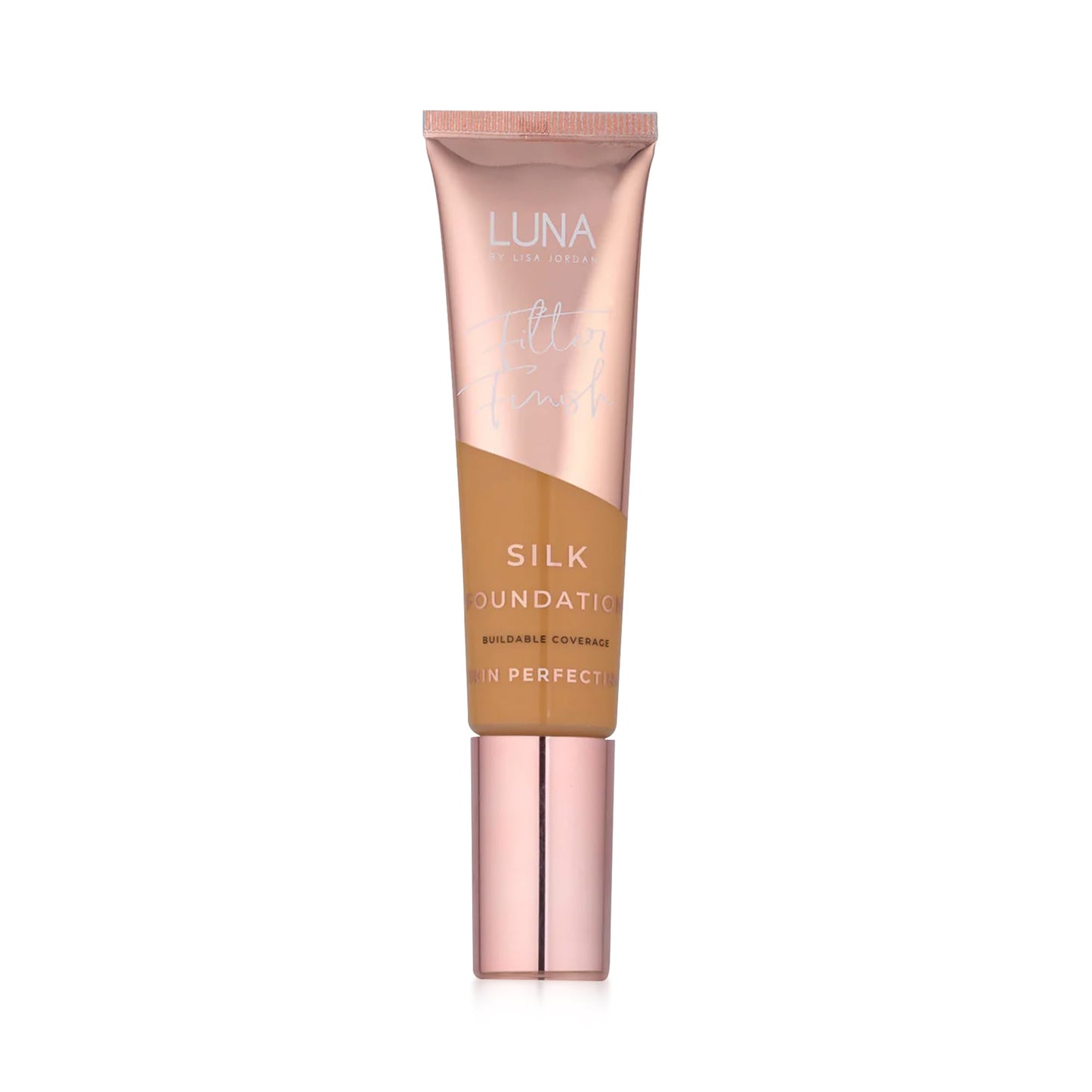LUNA BY LISA JORDAN LUNA Silk Foundation in WARM TAN Shade - Contains Hyaluronic Acid, Vitamin C & A, Aloe Vera, and Shea Butter - Brightening Dewy Foundation Makeup - Hydrating Cream Foundation for Dry Skin