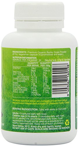 Lifestream Organic Barley Grass Powder (120 Capsules)