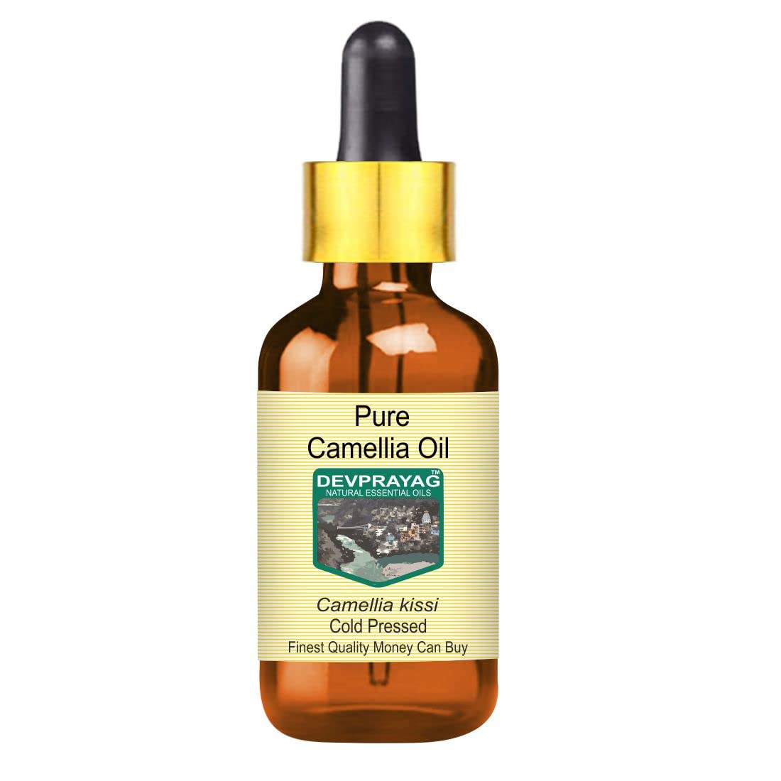 Devprayag Pure Camellia Oil (Camellia kissi) with Glass Dropper Natural Therapeutic Grade Cold Pressed 5ml (0.16 oz)