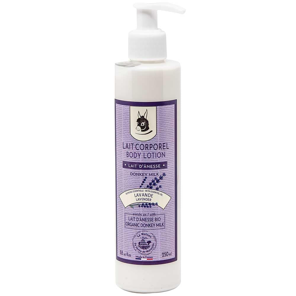 LA MAISON DU SAVON Maison du Savon de Marseille - French Body Lotion for Dry Skin - Fragranced Moisturiser with Organic Argan Oil and Donkey Milk - Lavender Scent - 250ml