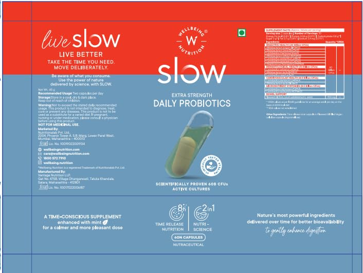 Wellbeing Nutrition Probiotics + Omega 3 Capsules | Supports Digestion, Immunity, and Skin Health | 60 Enteric-Coated Vegetable Capsules