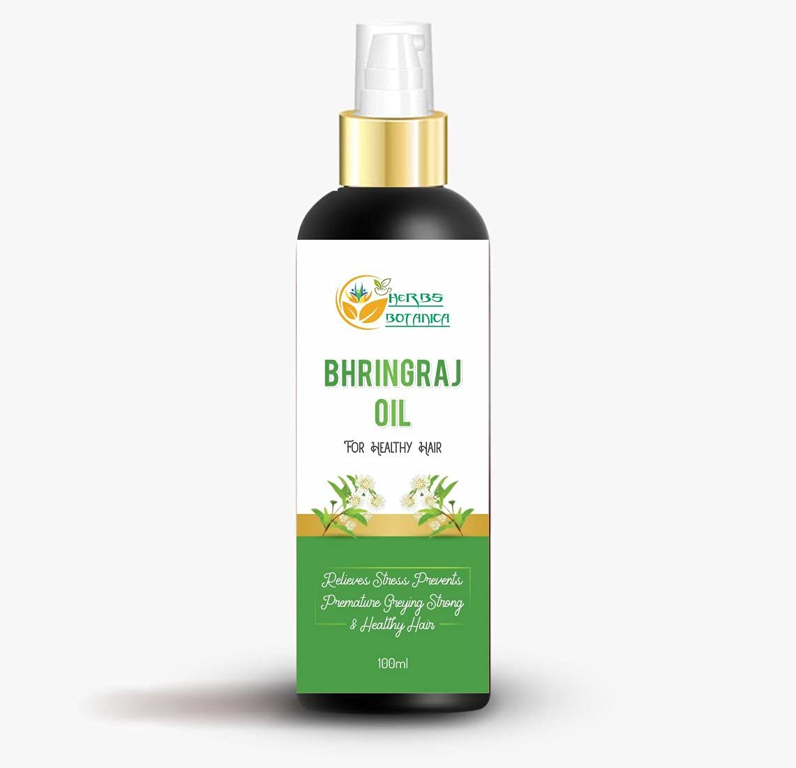 Herbs Botanica Bhringraj Oil for Hair Growth Organic Ayurvedic Herbal Hair Oil with Bhringraj, Amla, Aloe Vera, Sesame & Curry Leaf Reduces Hair Fall, No Silicones or Parabens 6.76 Fl Oz