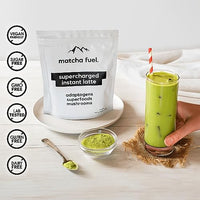Matcha Fuel SuperLatte - Mushroom, Superfood & Adaptogenic Latte Powder | Energy, Focus & Immunity | Lion's Mane, Reishi, Cordyceps, KSM-66 Ashwagandha | Gluten Free | Vegan | 15 Servings (300g)