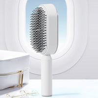 Lam-lord Self Cleaning Hair Brush for Women, Detangling Hair Brush Soft Hairbrush Anti Static Air Cushion Massage Hair Comb for Women Long Short Wavy Straight Hair(White)