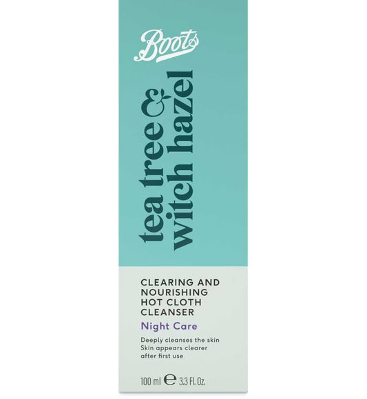Tea Tree & Witch Hazel Night Care Hot Cloth Cleanser, Clearing and Nourishing, 100 ml