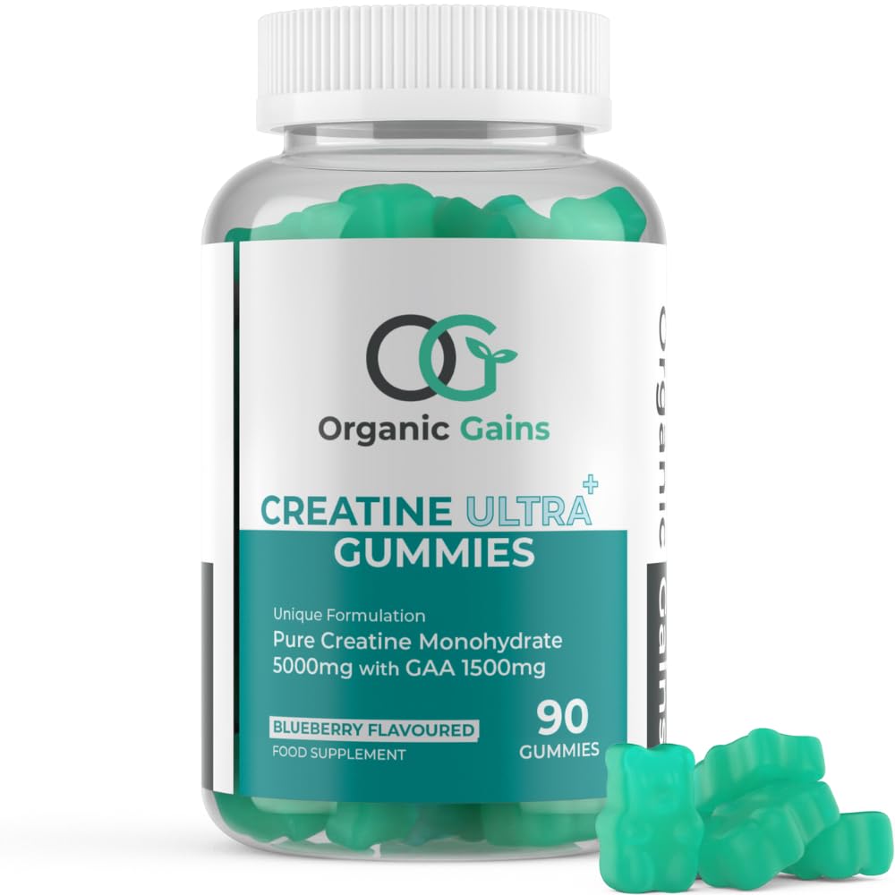Organic Gains OG Creatine Ultra – 90 Gummies | 5000mg MAX Creatine Monohydrate & 1500mg GAA | Up to 8.5X More Uptake, Fast-Absorbing Formula for Enhanced Muscle & Brain Power, No Water Retention