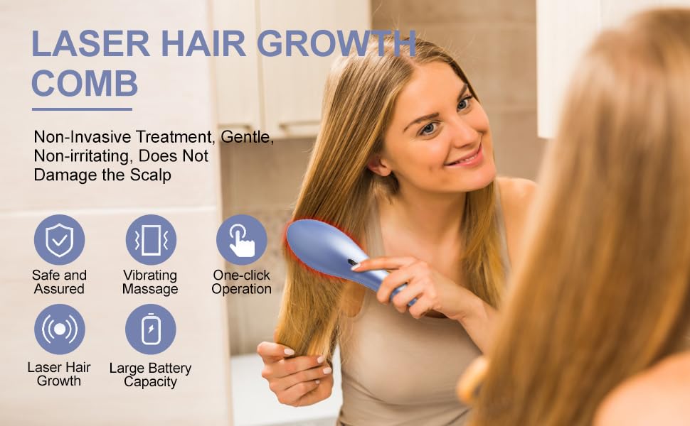 MOJMBSBY Electric Phototherapy Scalp Massager Comb for Hair Growth,Hair Regrowth Brush for Her Him Gifts,USB Anti Hair Loss Head Care Electric Comb Brush for Mother