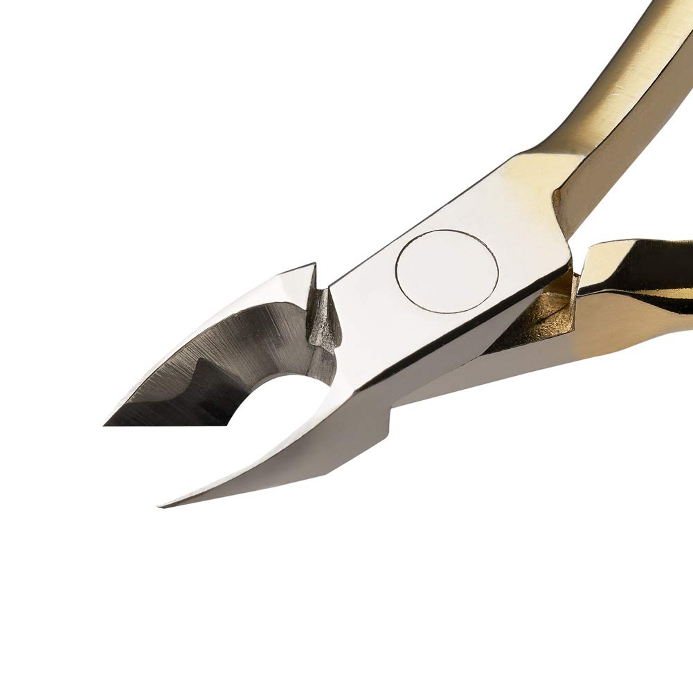 Rui Smiths Professional Cuticle Nippers, Gold-Plated Carbon Steel, French Handle, Single Spring, 6mm Jaw (Full Jaw)