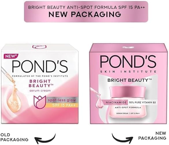 UK Wild Skincare Ponds Bright Beauty Day Cream, SPF 15 PA++, 35 g, Non-Oily Face Moisturizer with Niacinamide