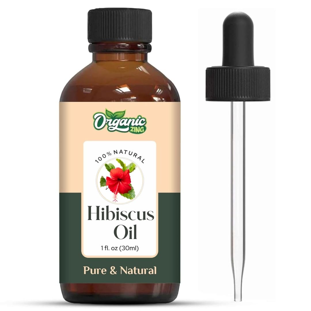 ORGANIC ZING Organic Zing Hibiscus (Rosa sinensis) Oil | Pure & Natural Essential Oil for Skincare, Hair Care & Massage- 30ml/1.01fl oz
