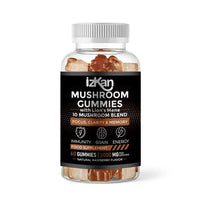 Izkan Mushroom Complex Gummies 3000mg - 10 Brain Health Mushrooms Gummies Supplement Promotes Focus, Memory, and Mood - 60 Count (Rasberry Flavor, Halal, Gluten-Free, Vegan) (1)