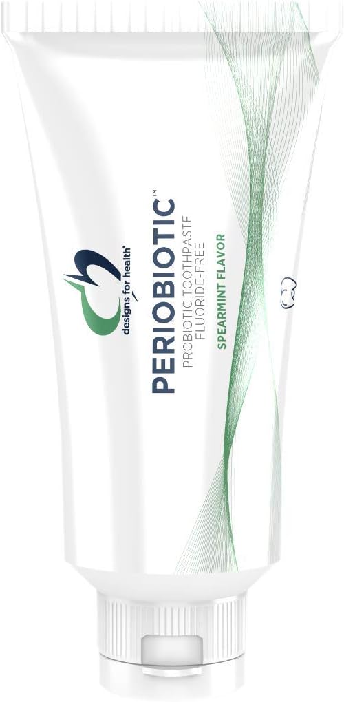 Designs for Health PerioBiotic Toothpaste - Probiotic Toothpaste with Xylitol + Spearmint Oil for Flavor, SLS-Free + Fluoride-Free (4oz)