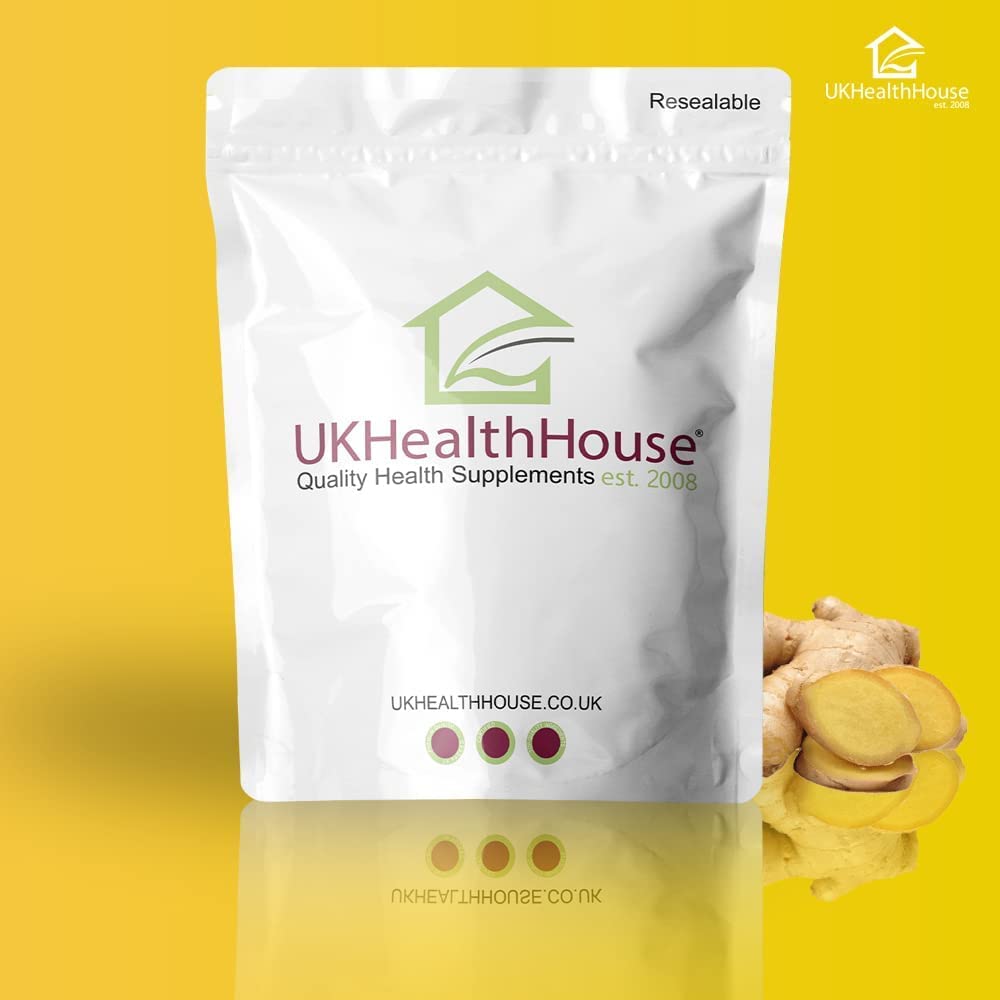 UKHealthHouse Ginger Root 1000mg Extract Tablets - Providing Gingerols & Shogaols UK Vegan High Potency Popular Ginger Supplement for Digestive Health (180 tabs)
