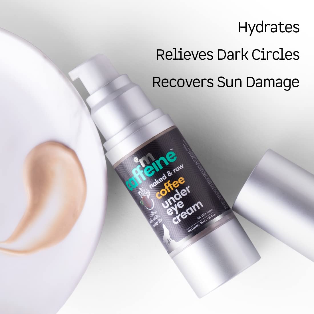 mCaffeine Eye Cream for Dark Circles & Puffy Eyes | WIth Coffee & Vitamin E for Under Eye Skin Treatment | Free Application Roller | For Men & Women - 30ml