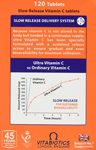 Vitabiotics Ultra Vitamin C Tablets (Ascorbic Acid) Sustained Release with Bioflavonoids - 120 Tablets