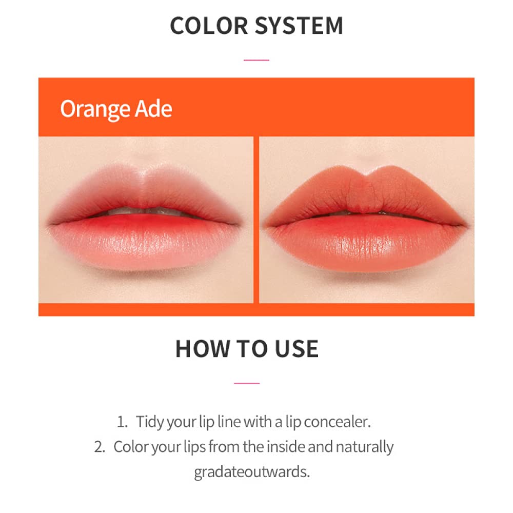 ETUDE Dear Darling Water Tint - Orange Ade (9g) | Vivid Color Lip Stain with Moisturizing Weightless & Non-sticky Finish Lip Stain | Smudge-proof Lip Tint | Korean Makeup, Kbeauty