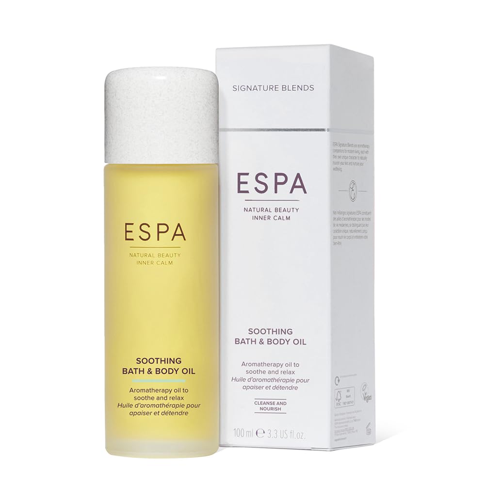 ESPA | Soothing Bath and Body Oil | 100ml | Myrrh, Rose Geranium & Frankincense | Magnesium, Ashwagandha, Essential Oils | Supports Skin's Natural Barrier