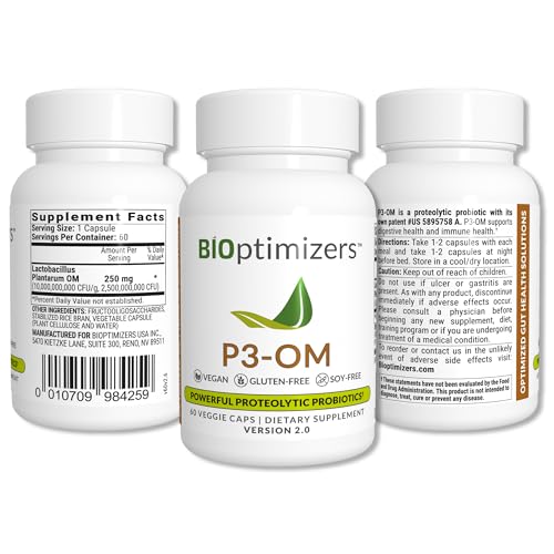 BiOptimizers MassZymes Digestive Enzymes (120 Capsules) and P3-OM Probiotic & Prebiotic (60 Capsules) Supplement Bundle