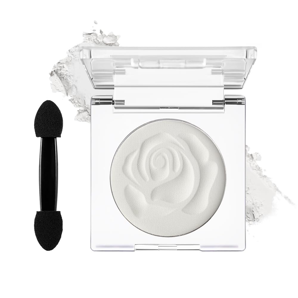 DE'LANCI Single Pearl White Eyeshadow Palette, White Matte Eyeshadow Makeup, Waterproof Well - Pigmented White Eyeshadow, White Basic Eyeshadow, Ghost Bride Makeup, Vegan #02