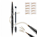 MAYEON Waterproof Dual-Ended Brow Pencil with 4-Prong Comb & Microblade Tip - Ultra-Fine Hair-Like Strokes, Smudge/Sweat Proof Formula(Includes Eyebrow Stencils & Brush) (Light Brown)