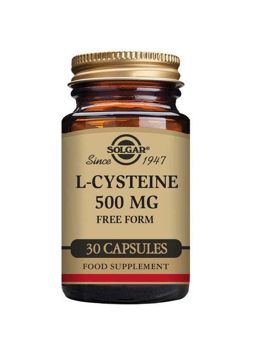 Solgar L-Cysteine 500 mg Vegetable Capsules - Pack of 30 - Metabolism Support - Amino Acid Supplement for Skin, Hair and Nails - Vegan, Gluten Free and Kosher
