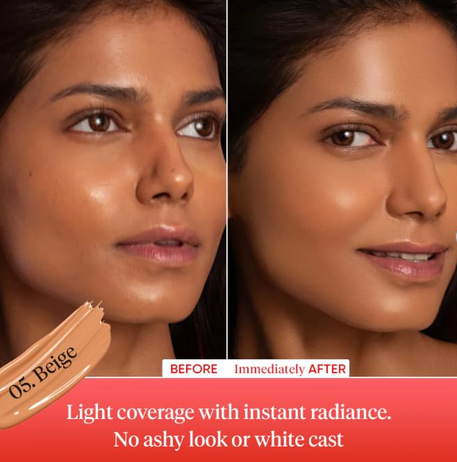 Dot & Key Strawberry Dew Tinted Sunscreen SPF 50 PA with Niacinamide & Hyaluronic Acid, available in Beige Medium (05) shade, 50ml for sun protection and hydration.