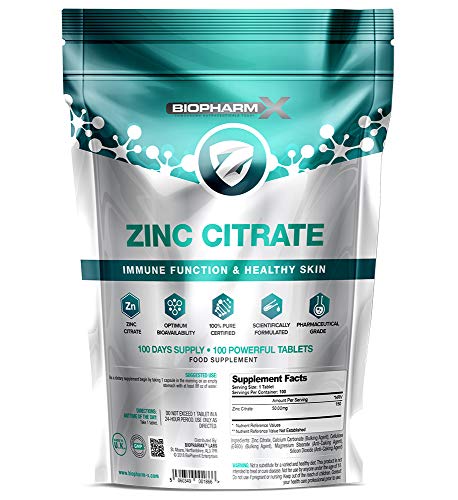 Premium Zinc Citrate (150% NRV) 100 Tablets / 1 Per Day - Pure Certified
