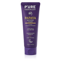 P'URE PAPAYA CARE Renew Cream 100ml - Stretch Mark Cream & Scar Treatment - Vegan Moisturiser - Paw Paw Papaya Enzymes, Gotu Kola, Shea Butter, Australian Jojoba Oil for Skin - Natural Skincare