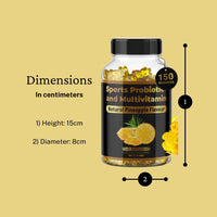 Beast and Bulk Nutrition Don't compete, Dominate Sports MultiVitamin Gummies | Probiotic + | Pineapple Flavour | 7 Essential Vitamins & Probiotics | Support a Healthy Living | Support Brain and Immune Function | 150 Gummies | 2 Months Supply