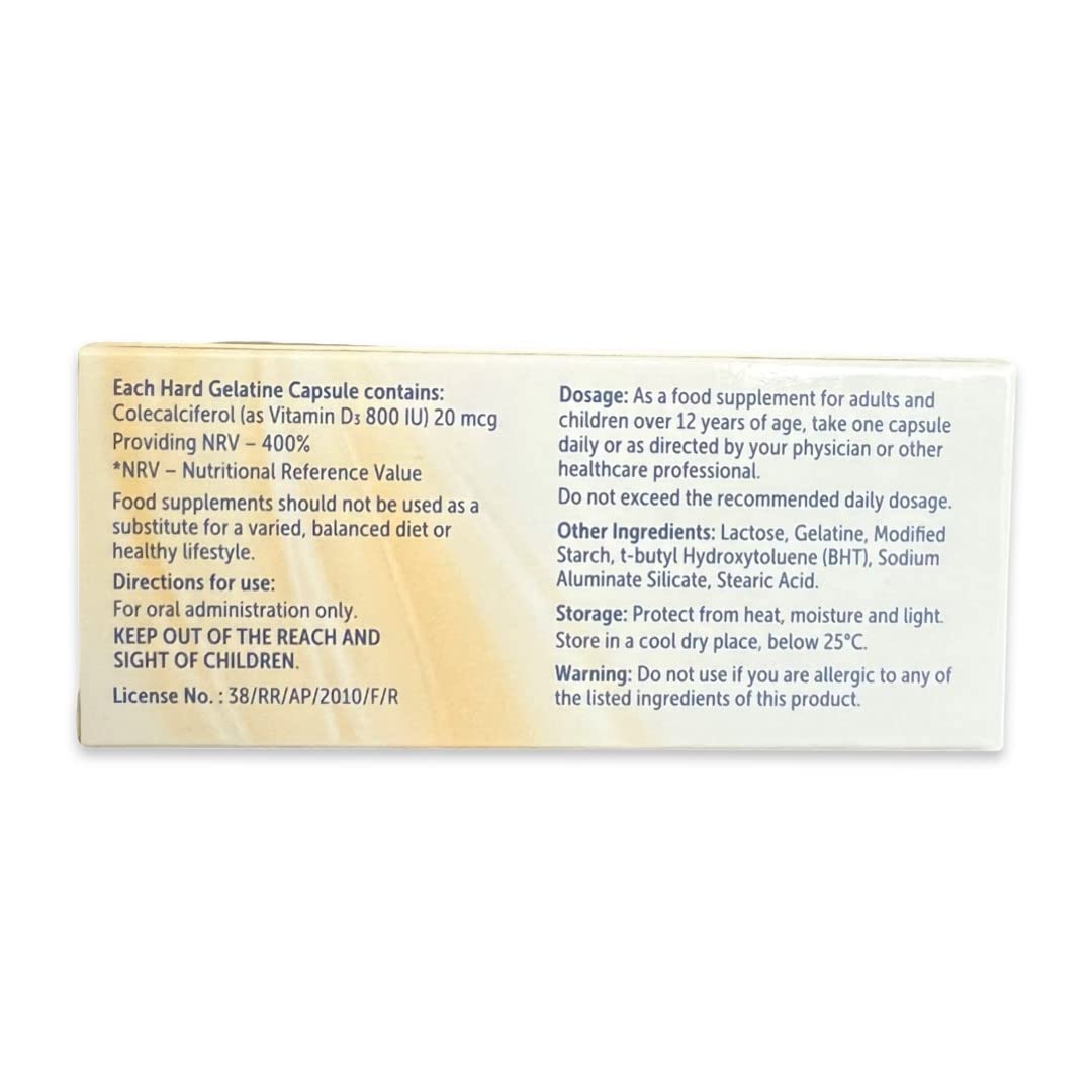 Vitamin D 800IU | Colecalciferol Capsules | 30 Capsules