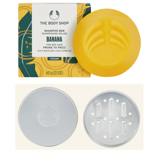 Generic The Body Shop Banana Truly Nourishing Shampoo Bar & Travel Case | Vegan, Cruelty-Free, Solid Shampoo for Frizzy Hair | Lasts up to 50 Washes