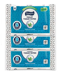 Toilet Tissue Wipes Biodegradable, Normal/Sensitive, Fresh and Clean with Micellar Water - Fine To Flush (3 Pack - 120 Wipes) (Normal)