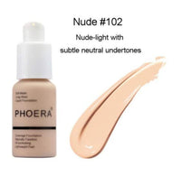 Aquapurity Phoera® Full Coverage Foundation Soft Matte Oil Control Concealer 30ml Flawless Cream Smooth Long Lasting (102 NUDE)