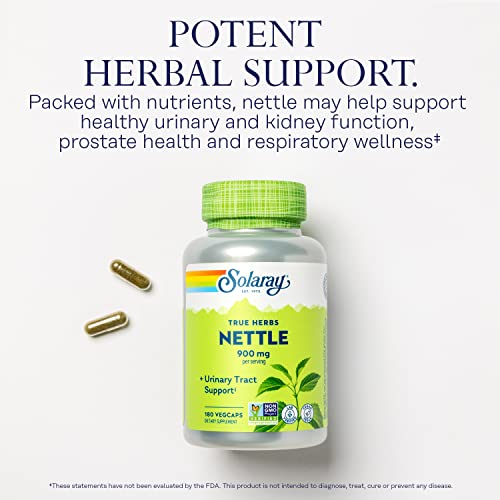 SOLARAY Nettle Leaf 450mg Healthy Kidney, Urinary & Prostate Support Traditional Use for Healthy Allergy Response & Respiratory Wellness 180 CT