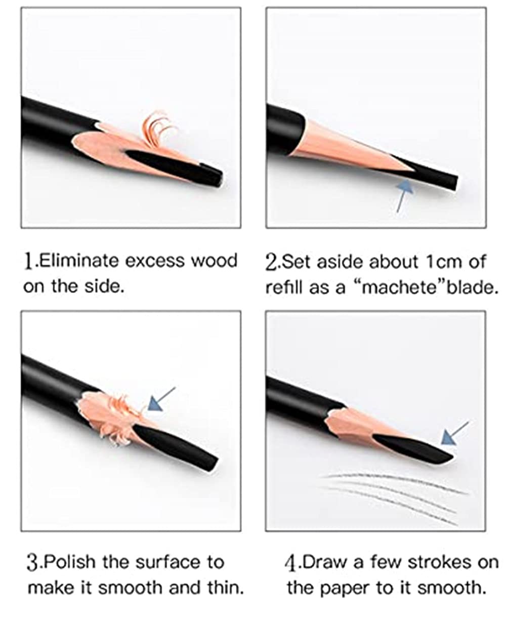 Go Ho 12 PCS Black Eyebrow Eyeliner Pencil Set, Waterproof Eyebrow Pencil,Long-lasting Sweat-proof Eyeliner Makeup Brow Tint Pen（Black）