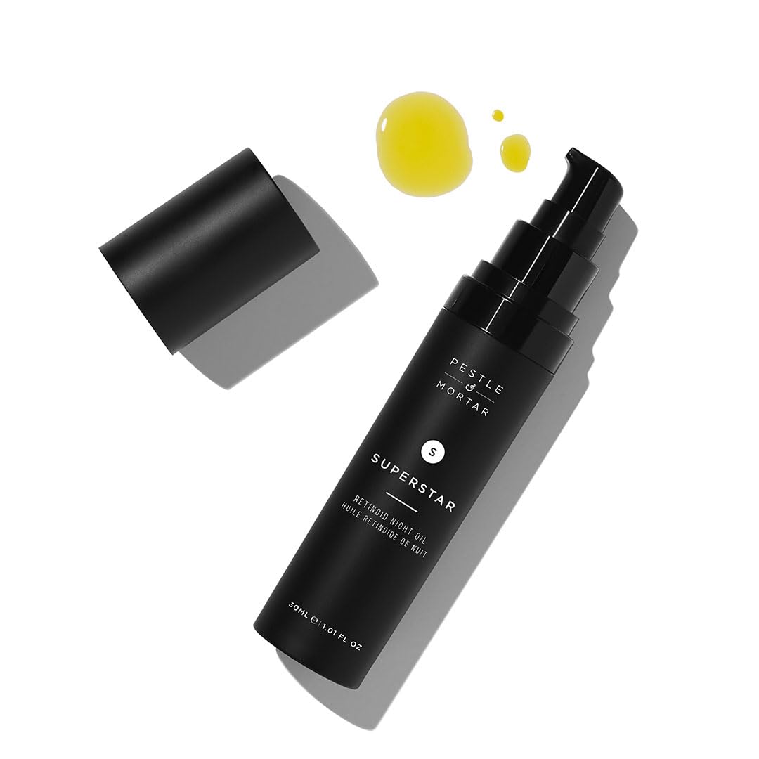 Pestle & Mortar Superstar 2% Retinoid Night Oil, Overnight Face Serum, Anti Ageing and Reduces Wrinkles with Vitamin E, Vitamin C and organic oil, 30ml