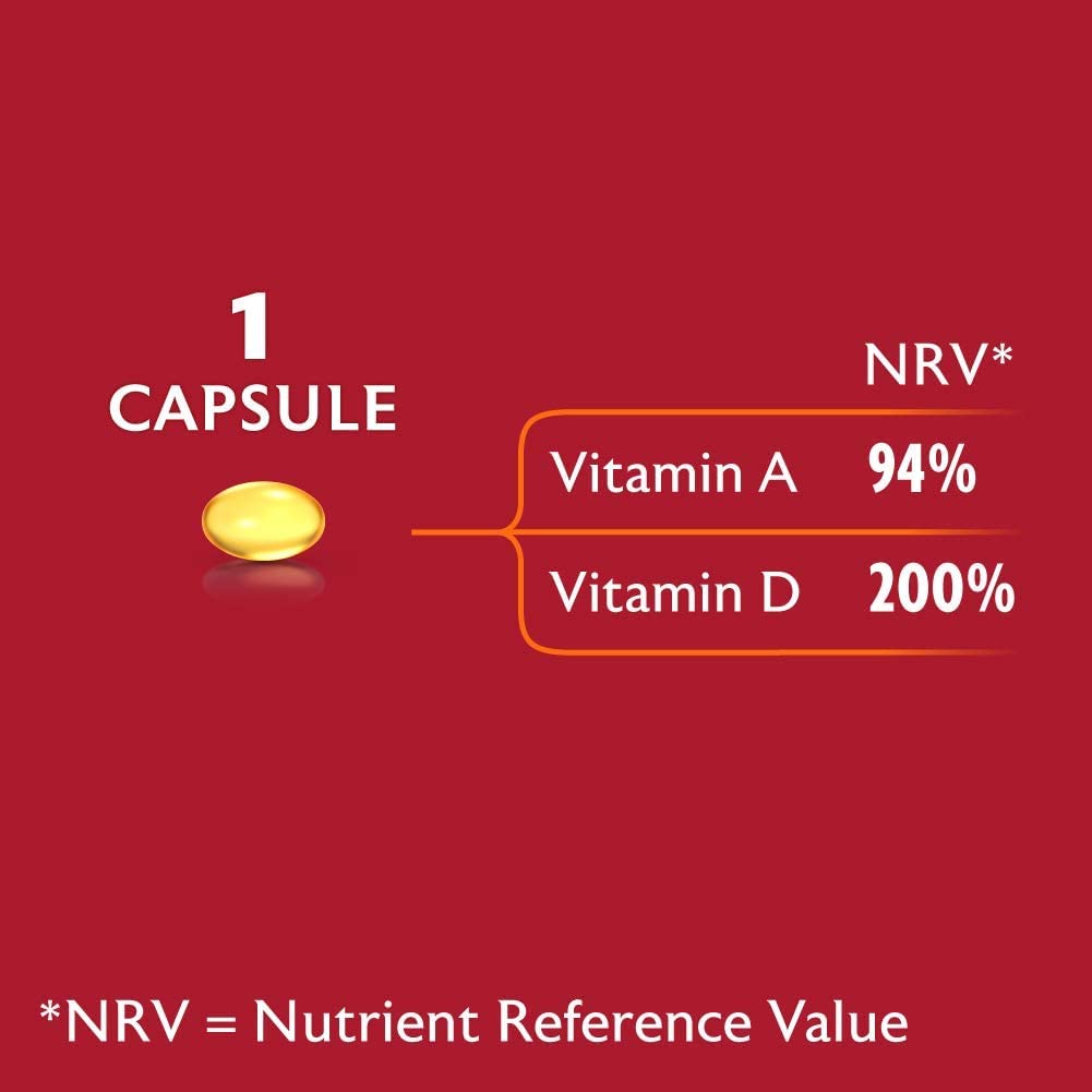 Seven Seas Cod Liver Oil Tablets With Omega-3, Fish Oil, One A Day, 4 Months Supply (120 Capsules), EPA & DHA, With High Strength Vitamin D & A