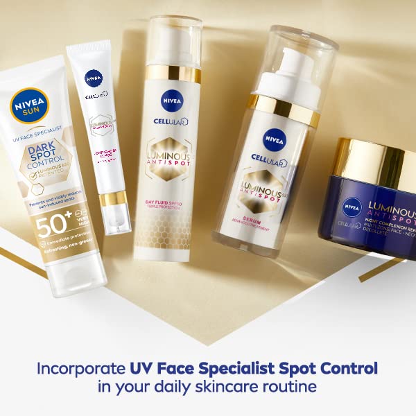 NIVEA Sun UV Face Specialist Dark Spot Control Sun Fluid SPF 50+ (40ml), Protects Against Sun-Induced Dark Spots, with Nivea Luminous 630, Hyaluronic Acid, and Vitamin E