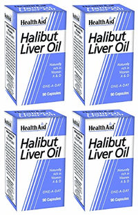 HealthAid Halibut Liver Oil Capsules - Pack of 4, Total 360