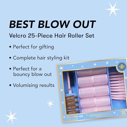 Holler & Glow Holler and Glow Best Blow Out Hair Styling 25-Piece Gift Set, Includes Velcro Rollers, Roller Clips, Creaseless Clips and Parting Comb