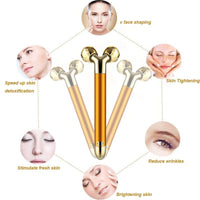2 IN 1 Face Massager Roller Gold Facial Massager, Electric 3D Face Roller and T Shape Arm Eye Nose Head Massager Instant Face Lift Anti Wrinkles, 19.2X9.8X4.2 cm