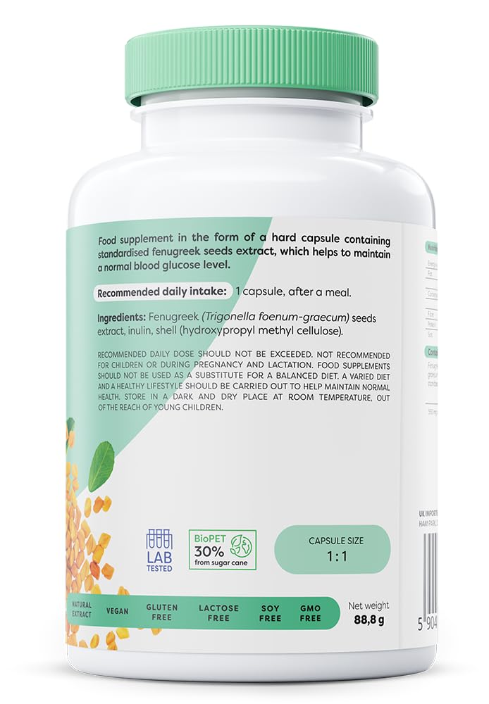 OSAVI Osavi Fenugreek 550 mg – 120 Vegan Capsules | Standardized Fenugreek Seed Extract for Healthy Blood Glucose Levels | Supports Normal Blood Sugar Regulation