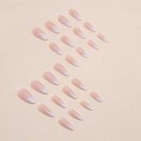 KQueenest Ombre Press on Nails Almond, French Tip False Nails Medium Stiletto, Gradient Nude Pink Fake Nails Press ons, Perfectly Fit, Reusable Gel Stick on Nail for Women Daily Wear, 24 Pcs