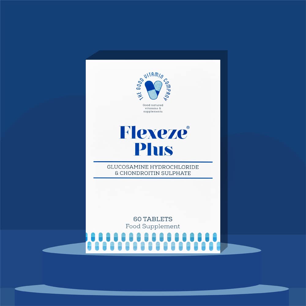Flexeze Plus: 60 Tablets (1 Month Supply) - Advanced Nutritional Bone and Joint Care Supplement, Contains Glucosamine HCL (1324mg) and Chondroitin Sulphate (360mg), Made in UK by Good Vitamin Company