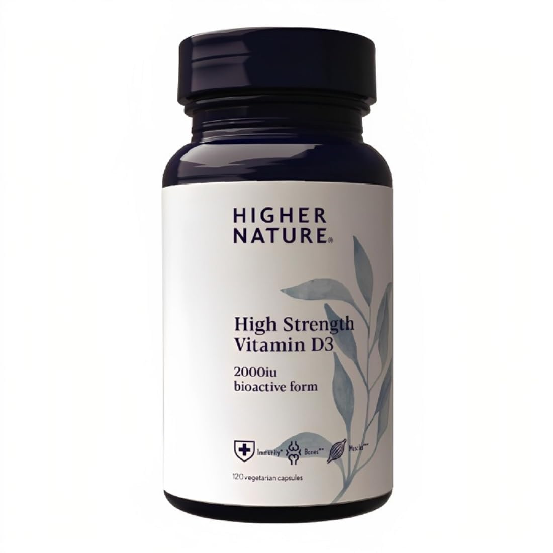 HIGHER NATURE Higher Nature - High Strength - Vitamin D3 2000iu - Immune System Support - Bone & Muscle Support - Vegetarian Friendly - 120 Capsules