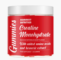 K - KONNEKT Creatine Monohydrate Gummies, Added 500mg BCAAs and Turmeric Extract, 4500mg per Serving, Pre-Workout Gym Supplement for Men and Women (1 Month Supply), Watermelon Burst