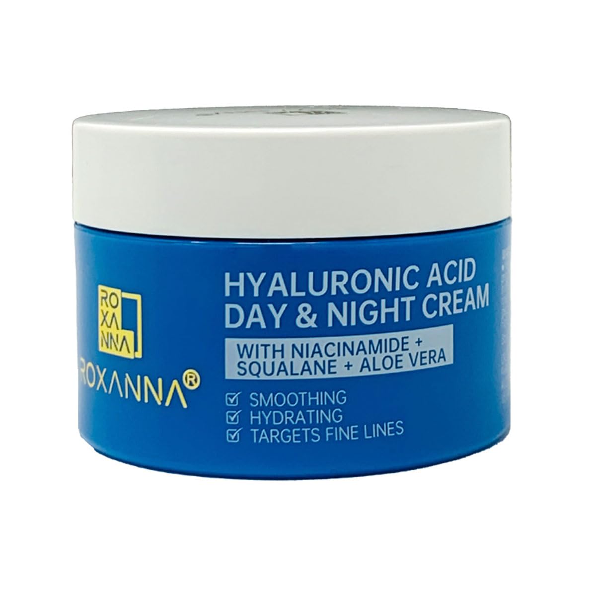Roxanna Hyaluronic Acid Face Cream 50ml - Skincare Moisturizer for Women with Squalane, Niacinamide, Coconut, Aloe Vera - Best - Repair Night and Day Cream - Vegan Anti Ageing Care