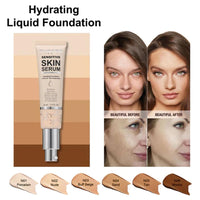 Phoera PHOERA Hydrating Serum Foundation, Hyaluronic Acid, Allantoin, Vitamin E, Tea Tree Oil Ideal For Dry And Sensitive Skin 12HR Skin Hydration, Medium Coverage, (NUDE, 30ml)