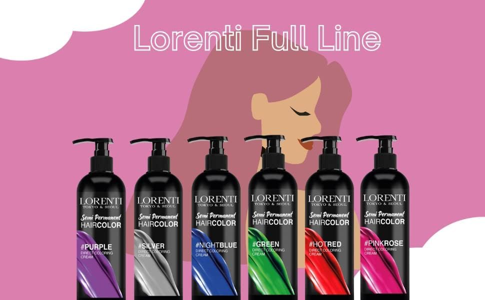 Lorenti Semi Permanent Direct Coloring Cream | Long Lasting Hair Colour Result | Rose Pink 250ml